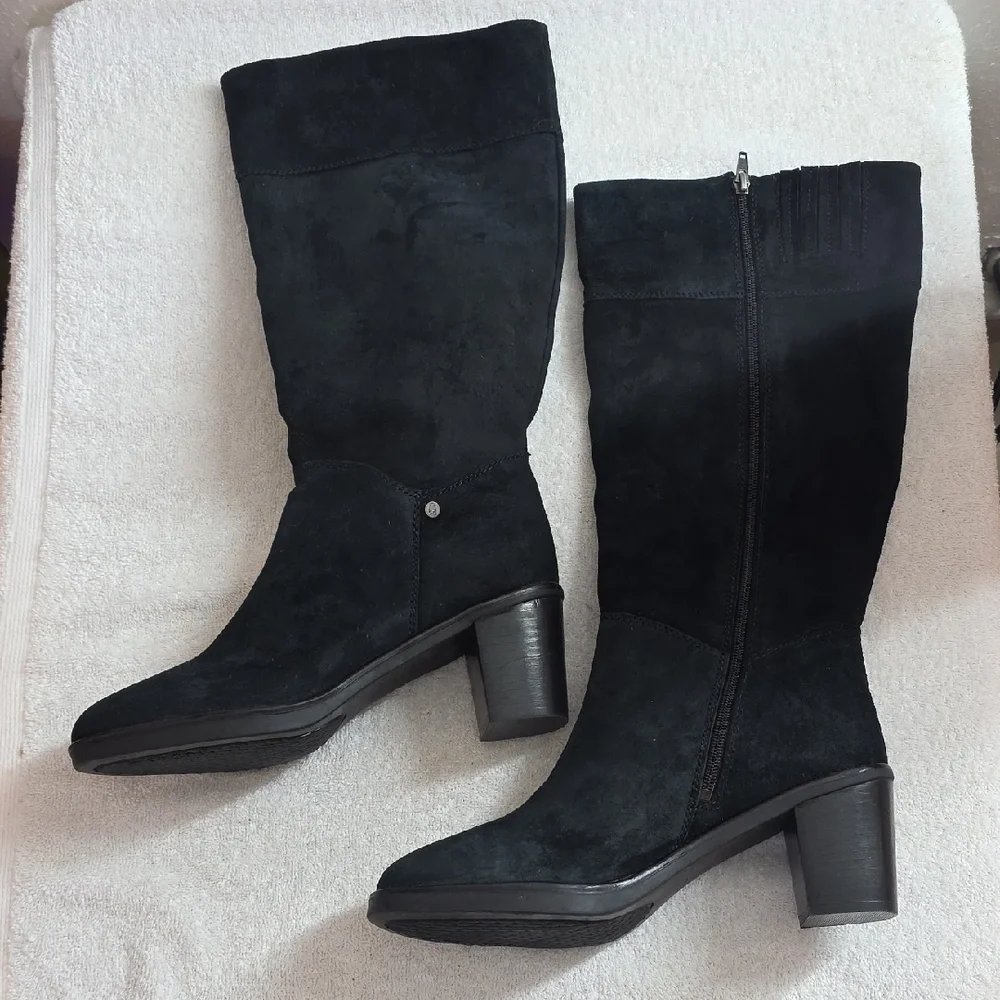 Hush Puppies Saun Olivya Suede Knee High Tall Boots Womens Size 11W